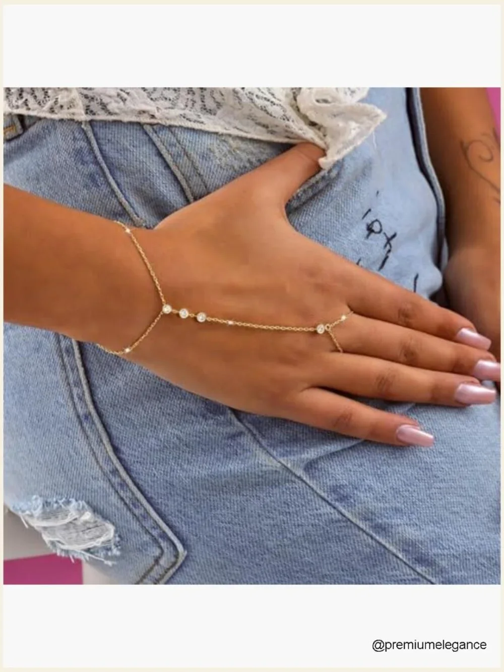 2 Pcs Gold Plated Cubic Zirconia Link Chain Bracelet Set with Adjustable